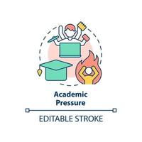 akademisk tryck begrepp ikon. Tonårs problem abstrakt aning tunn linje illustration. hög skola påfrestning. tonåring mental hälsa. isolerat översikt teckning. redigerbar stroke. vektor