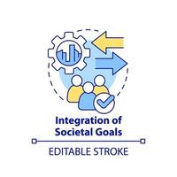 Symbol für das Konzept der Integration gesellschaftlicher Ziele. maas integration level abstrakte idee dünne linie illustration. isolierte Umrisszeichnung. editierbarer Strich. vektor