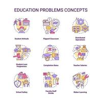 utbildning problem begrepp ikoner uppsättning. studenter frågor. utbildning systemet utmaningar aning tunn linje Färg illustrationer. isolerat symboler. redigerbar stroke. vektor