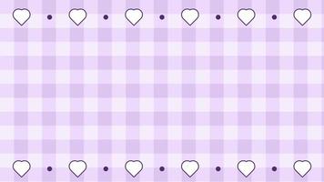 Ästhetisches Lila mit Herz-Gingham, Dame, Plaid, Schachbretttapetenillustration, perfekt für Tapeten, Hintergrund, Postkarte, Hintergrund, Banner vektor