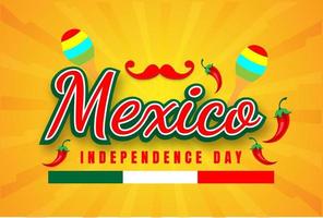 mexikansk oberoende dag affisch design med chili prydnad vektor