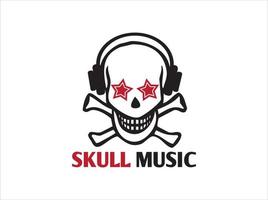 skull musik logotyp vektor