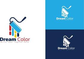 Pinsel-Logo-Design, Konzept für Heimdekoration, Malerservice, Hausbau vektor