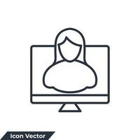Fernunterricht Symbol Logo Vektor Illustration. Webinar-Symbolvorlage für Grafik- und Webdesign-Sammlung