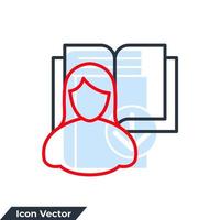 Selbststudium-Symbol-Logo-Vektor-Illustration. mädchen- und buchsymbolvorlage für grafik- und webdesignsammlung vektor