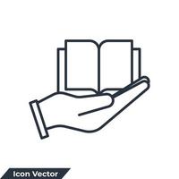 Notizbuch auf der Hand-Symbol-Logo-Vektor-Illustration. Symbolvorlage für sichere Bildung für Grafik- und Webdesign-Sammlung vektor