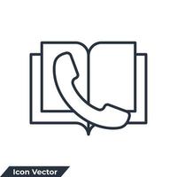 inlärning Stöd ikon logotyp vektor illustration. bok och telefon symbol mall för grafisk och webb design samling