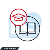 bok med gradering keps ikon logotyp vektor illustration. akademisk universitet symbol mall för grafisk och webb design samling