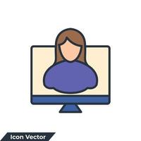 distans utbildning ikon logotyp vektor illustration. webinar symbol mall för grafisk och webb design samling