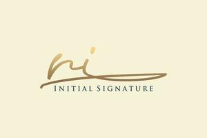 Logo-Vorlage mit anfänglichem ri-Buchstaben-Signatur, elegantes Design-Logo. hand gezeichnete kalligraphiebeschriftungsvektorillustration. vektor