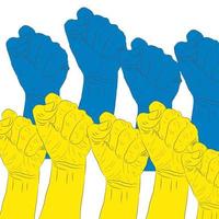 Helfen Sie der Ukraine Anti-Kriegs-Kreativkonzept mit vielen Händen verschiedener Menschen, die die Hilfe der menschlichen Gemeinschaft symbolisieren vektor