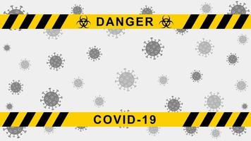 Vektor-Quarantäne-Hintergrund. Coronavirus-Warnbanner mit schwarzen und gelben Streifen vektor