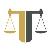 Law Balance und Anwaltsmonogramm-Logo-Design. Balance-Logo-Design in Bezug auf Anwalt, Anwaltskanzlei oder Anwälte. vektor