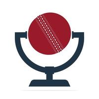cricket podcast logotyp i trofén form. mikrofon och cricket boll logotyp begrepp design. vektor