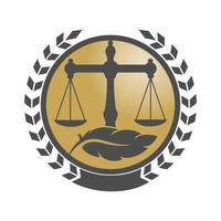 gesetzesgleichgewicht auf feder- und anwaltsmonogramm-logodesign. Anwaltskanzlei und Büro-Vektor-Logo-Design. vektor