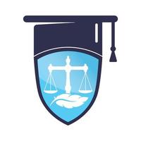 gesetzeskala mit graduierungskappen-symbol-logo-design. Law Education Vektor-Logo-Konzept. vektor