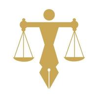 mänsklig rättvisa skala i en penna spets. logotyp vektor för lag, domstol, rättvisa tjänster och företag.