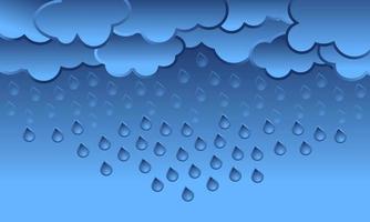 Illustration von Wolken und Regen auf dunklem Hintergrund. starker Regen, Regenzeit, Scherenschnitt und Bastelstil. Vektor, Abbildung. vektor