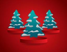 jul och Lycklig ny år illustration av jul träd. trendig retro stil. vektor design mall.