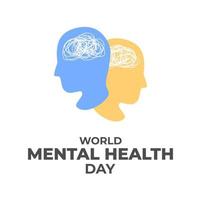 World Mental Health Poster Hintergrund einfache Vektorvorlage Illustration, um das Bewusstsein für psychische Gesundheit im Oktober zu schärfen vektor