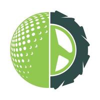 Golfball-Reifen-Logo-Konzeptdesign. Golf-Drive-Club-Logo. vektor