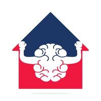 Home-Boxing-Gehirn-Logo-Konzept-Design. Haus-Gehirn-Logo-Vektor-Design. vektor