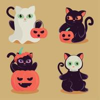 Halloween-Katzen-Icons-Sammlung vektor