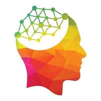 mänsklig hjärna förbindelse vektor logotyp begrepp design. techno mänsklig huvud logotyp begrepp kreativ aning.