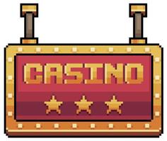 pixel konst kasino styrelse. neon tecken vektor ikon för 8bit spel på vit bakgrund