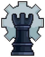 pixel konst schack torn med redskap. strategi begrepp vektor ikon för 8bit spel på vit bakgrund