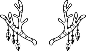hand gezeichnete büffelhorn-boho-artillustration vektor