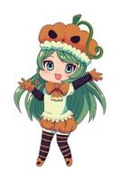 anime chibi flicka halloween vektor