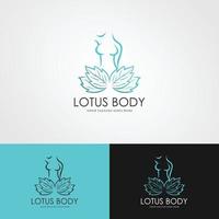 mänsklig yoga med lotus logotyp designmall. vektor