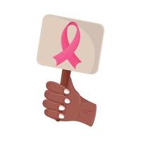 bröst cancer, hand med plakat vektor