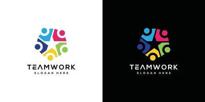 Teamwork-Menschen-Community-Logo-Design vektor