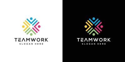 Teamwork-Menschen-Community-Logo-Design vektor