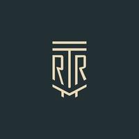 rr-Anfangsmonogramm mit einfachen Strichgrafik-Säulen-Logo-Designs vektor