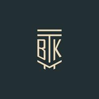 bk första monogram med enkel linje konst pelare logotyp mönster vektor