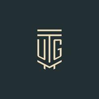 ug-Anfangsmonogramm mit einfachen Line-Art-Säulen-Logo-Designs vektor