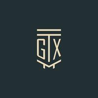 gx-Anfangsmonogramm mit einfachen Strichgrafik-Säulen-Logo-Designs vektor