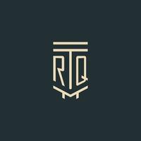 rq första monogram med enkel linje konst pelare logotyp mönster vektor