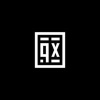 qx första logotyp med fyrkant rektangulär form stil vektor