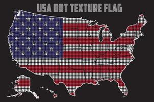 usa-kartenflagge punktiert textur, amerikanische punktkarte vektor