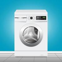 realistische waschmaschine weiß 3d-rendering vorderseite vektor