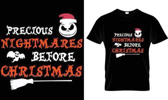 dyrbar mardrömmar innan jul t-shirt design grafisk. vektor