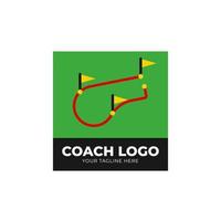 Flat Field Whistle Coach Checkpoint Flag Route Circuit Logo Symbol Illustration vektor