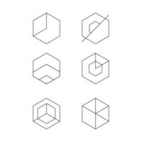 uppsättning av sexhörning form av geometrisk linje enkel logotyp pre tillverkad vektor