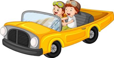 Kinder im Oldtimer im Cartoon-Design vektor