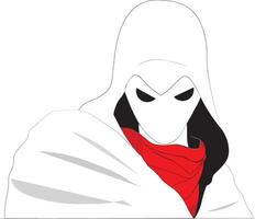 Vektorgrafik eines weißen Robenmörders und eines roten Scraft für ein Sportteam oder eine Gruppe, die auf weißem Hintergrund isoliert sind vektor