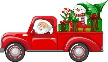 jultomten kör bil till leverans julklappar vektor